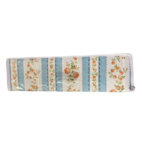 Shabby Chic Sheet Set NEW Full Floral 6 Piece Set Blue Stripe with Orange Flower - Picture 16 of 16